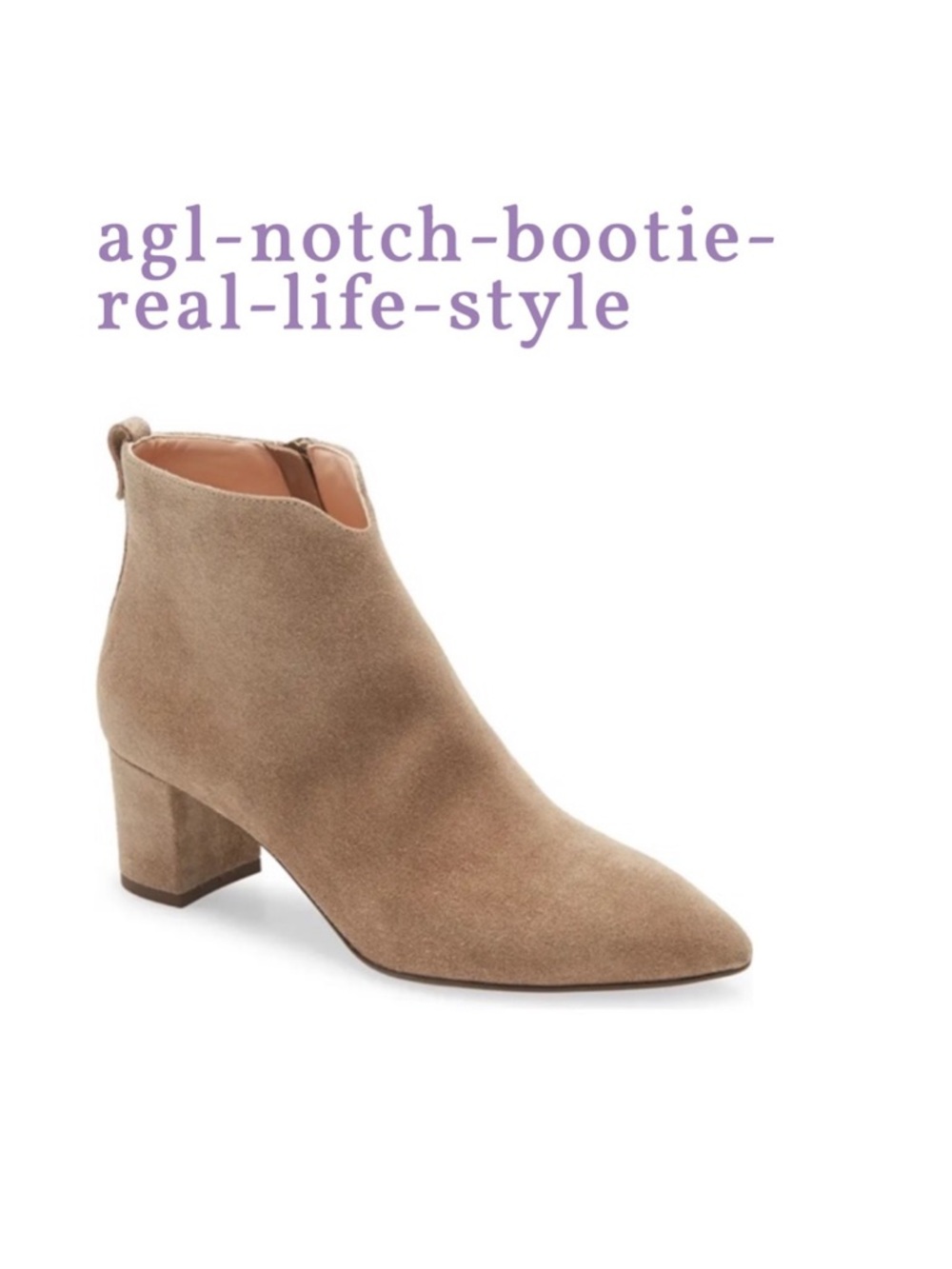 - AGL🍂 Notch bootie Nude Suede leather Ankle boots 36